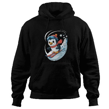 Discover Penguin Ski Adventure with Smiling Snowflakes Hoodies
