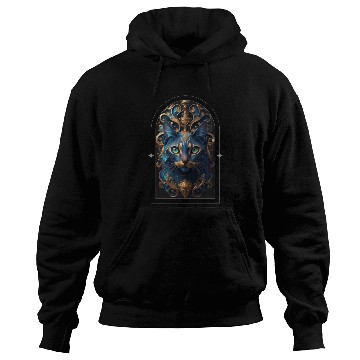 Discover Elegant stylish blue and gold cat face Hoodies