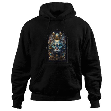 Discover Elegant stylish blue and gold cat face Hoodies