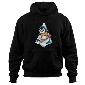 Discover Cute Snowboarding Penguin Adventure Hoodies