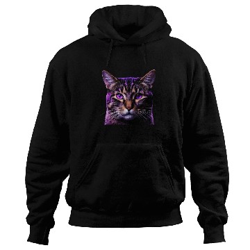 Discover Vivid Lilac-Eyed Tabby Cat Portrait Hoodies
