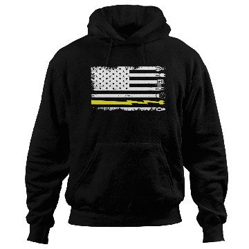 Discover Electrician Electrical Engineer Lineman US Flag Hoodies
