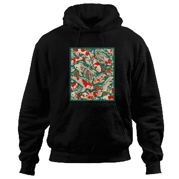 Discover Vintage Japanese Koi Fish Pattern Hoodies