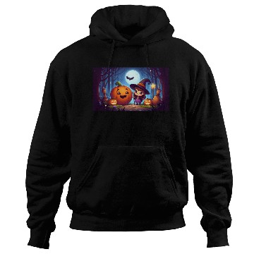 Discover Halloween Witch and Jack-o'-Lantern Scene Hoodies