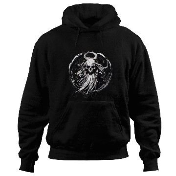 Discover Dark Mythical Skull with Horns Design Hoodies