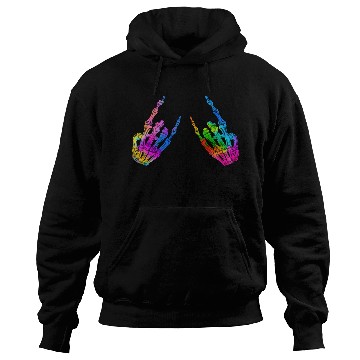 Discover Rock On Rock Star Skeleton Hands LGBT Rainbow Hoodies