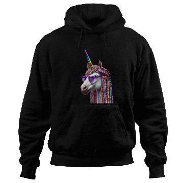 Discover Rainbow Unicorn with Braids and Sunglasses Swag Hoodies