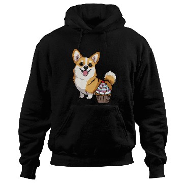 Discover Cam corgi next to a delicious-looking cupcake Hoodies