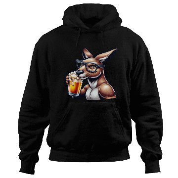Discover Kangaroo with Glasses Drinking Beer Hoodies