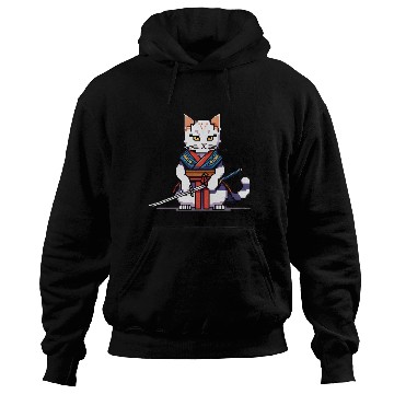 Discover Pixel Samurai Cat Warrior Hoodies