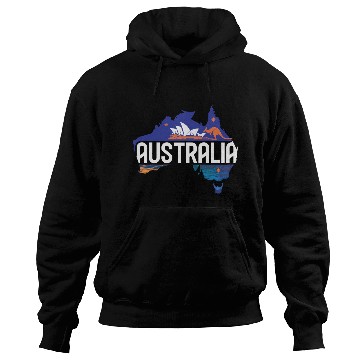 Discover Australia Kangaroo & Sydney Opera House Map Hoodies