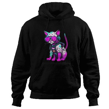 Discover Punk Space Cat with Neon Goggles Hoodies