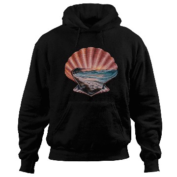 Discover Seashell Beach Scene Serene Ocean Landscape Hoodies