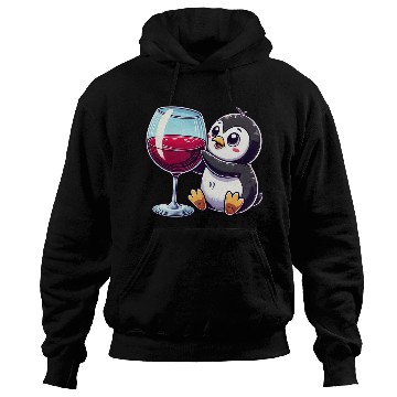 Discover Cute Penguin Red Wine Critic Cartoon Hoodies