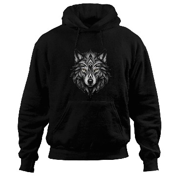 Discover Black and White Geometric Wolf Hoodies