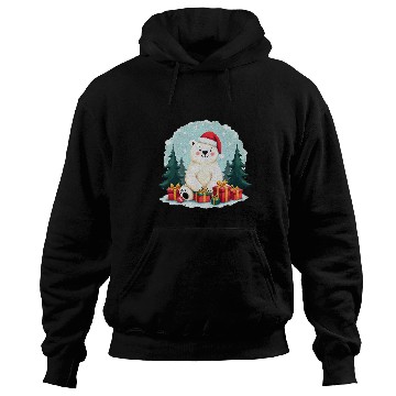 Discover Adorable Polar Bear in Santa Hat Hoodies