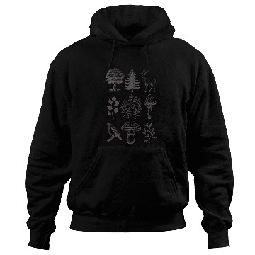 Discover Forest Theme - Trees, Deer, Mushrooms, Bird, Plant Hoodies