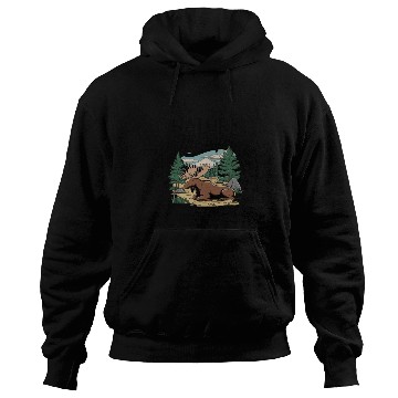Discover Moose in the Wild - Nature Therapy Graphic Hoodies