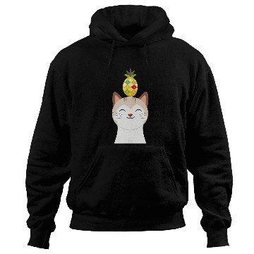 Discover Happy Cat with Pineapple - Tropical Animal Design Hoodies
