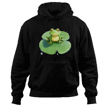 Discover Cheerful Frog on Lily Pad Hoodies