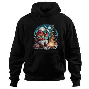 Discover Cozy Christmas Polar Bear: Eggnog & Fireside Cheer Hoodies