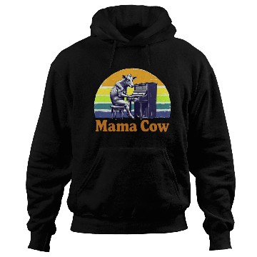 Discover Mama Cow Playing Piano Retro Design Hoodies