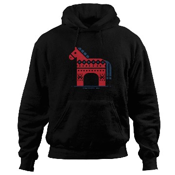 Discover Minimalist Red Nordic Dala Horse Design Hoodies