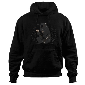 Discover A sitting bear holding a fish Hoodies