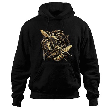 Discover Golden Bee and Spider Web Art Hoodies