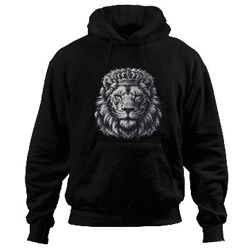 Discover Royal Lion Face with Crown Black and Grey Hoodies