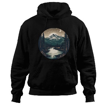 Discover Nighttime Serenity: Mountains and River Under the Hoodies