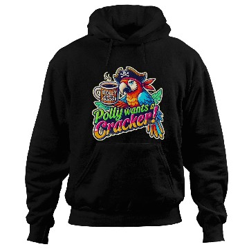 Discover pirate parrot holding a coffee cup design Hoodies