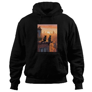 Discover Cat painting red black cat Hoodies