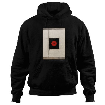 Discover Red circle in a black square. Modern art Hoodies