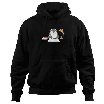 Discover Writer Author Penguin Scribbling at Desk Hoodies