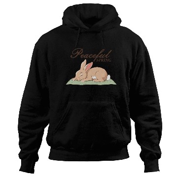 Discover Peaceful Spring - Retro Bunny Illustration Hoodies