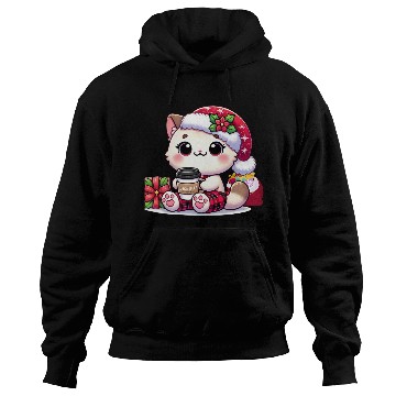 Discover A Cute Kawaii Cat Drinking Coffee Hoodies