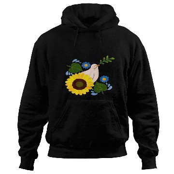 Discover Peaceful Bloom - Dove and Sunflower Harmony Hoodies