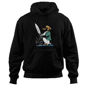 Discover Calligraphy Enthusiast Penguin With Quill Art Hoodies