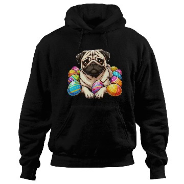 Discover Cute Pug Easter Egg Cartoon Relax Chill Hoodies