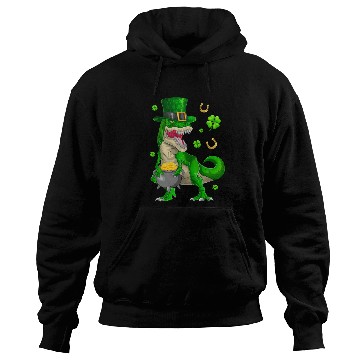 Discover Happy St Patricks Day Dinosaur T-Rex Hoodies