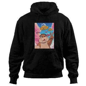 Discover Capybara funny Anime Selfie with UFOs Weird Hoodies