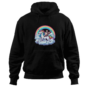 Discover Sloth Riding Unicorn Under Rainbow Fantasy Hoodies