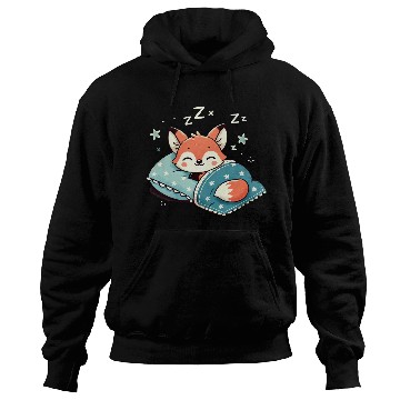 Discover Fox Sleeping In Bed At Night Time Hoodies