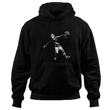Discover Banksy Protester Throwing Flowers Hoodies