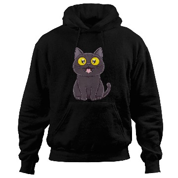 Discover Black Surprised Kitty Hoodies