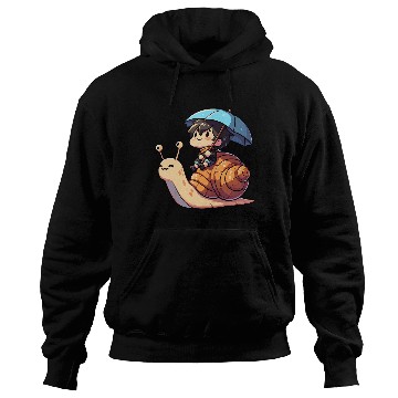 Discover Chibi Snail Rider's Rainy Day Adventure . Hoodies