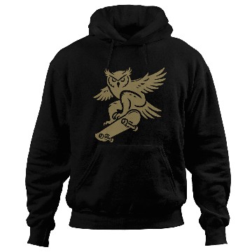 Discover Snow Owl Skateboard Silhouette Minimalist Style Hoodies