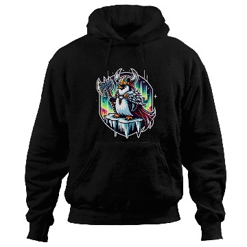 Discover Viking Penguin Conquering Northern Lights Hoodies