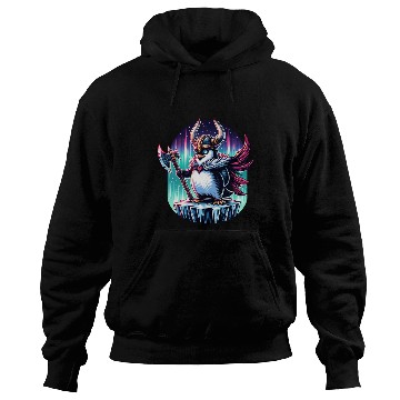 Discover Viking Penguin Warrior Under Northern Lights Hoodies